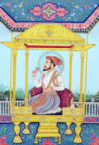 Pintura en miniatura del emperador mogol Shah Jahan de School Indian