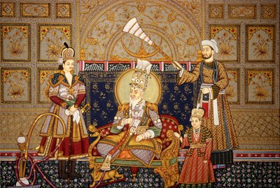 Pintura en miniatura del emperador mogol Shah Jahan sobre papel de School Indian