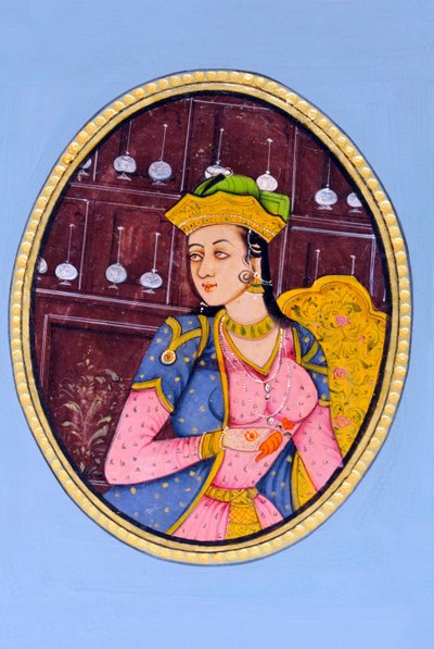 Pintura en miniatura de la reina Mumtaj Mahal India Asia de School Indian