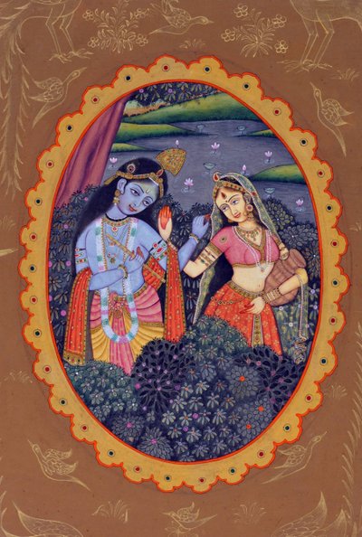 Pintura en miniatura de Radha Krishna de School Indian