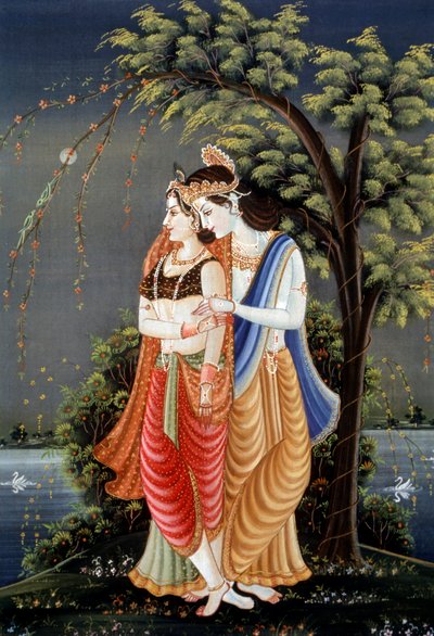 Pintura en miniatura de Radha Krishna, India de School Indian
