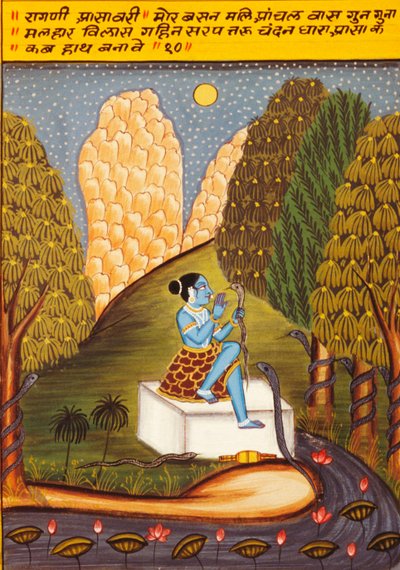 Pintura en miniatura sobre papel, Ragini Ashawari, Escuela de Nathdwara de School Indian