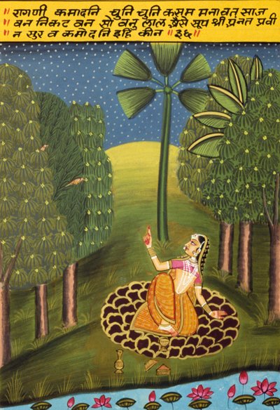 Pintura en miniatura sobre papel, Ragini Kamadhani, Escuela de Nathdwara de School Indian