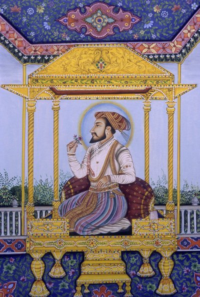 Pintura en miniatura del emperador mogol Shah Jahan de School Indian