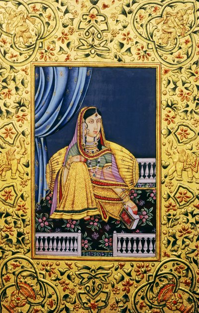 Pinturas en miniatura de la emperatriz mogol de School Indian