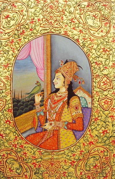 Pintura en miniatura de la princesa mogol Mumtaz Mahal de School Indian