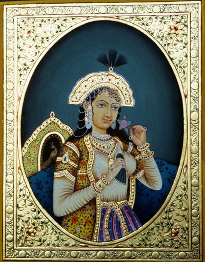 Pintura en miniatura sobre papel de la princesa mogol Mumtaz Mahal de School Indian