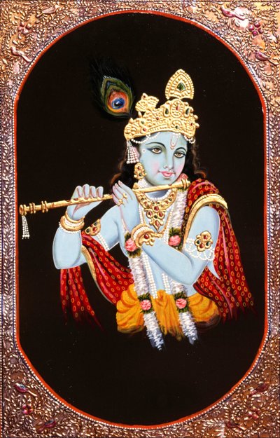 Pintura del dios Krishna, India de School Indian