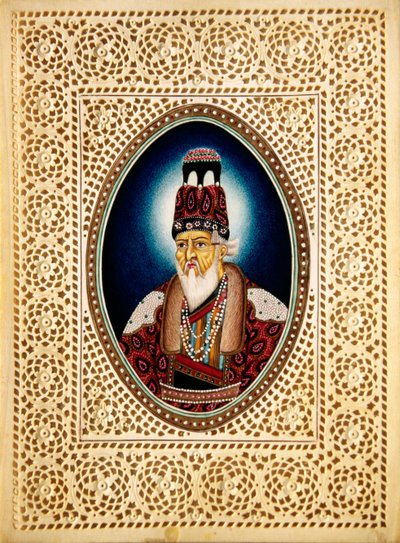 Pintura del emperador mogol Shah Jahan sobre marfil de School Indian