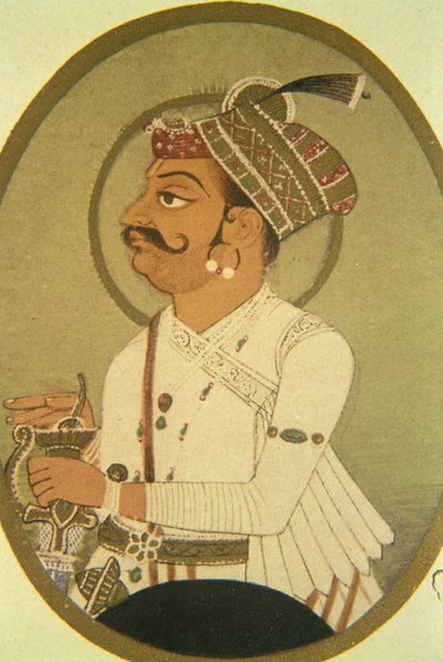 Pintura del gobernante Rao Bikhaji, Bikaner, Rajastán, India de School Indian