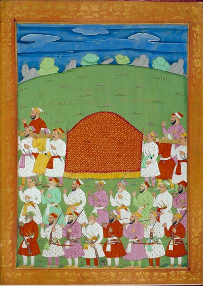 Palanquín de las concubinas del sultán, corte del Shah Alem. Miniaturas indias y persas en “Historia de la India desde Tamertante hasta Orangreyb” de Niccolo Manucci (1638-1717). BN, París de School Indian