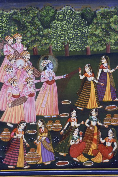 Imagen de Krishna jugando al Holi con Gopies (Nalkdwral Pichwai Chool), India de School Indian