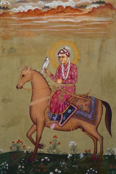 Retrato del emperador Jahangir (1569-1627) (gouache sobre papel) de School Indian