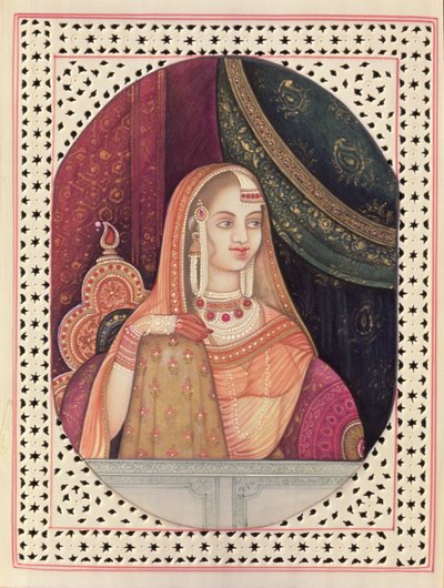 Retrato de Jodhabai, reina principal del emperador Akbar (1542-1605) de School Indian