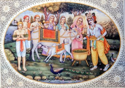 Pinturas en miniatura de Radha Krishna de School Indian