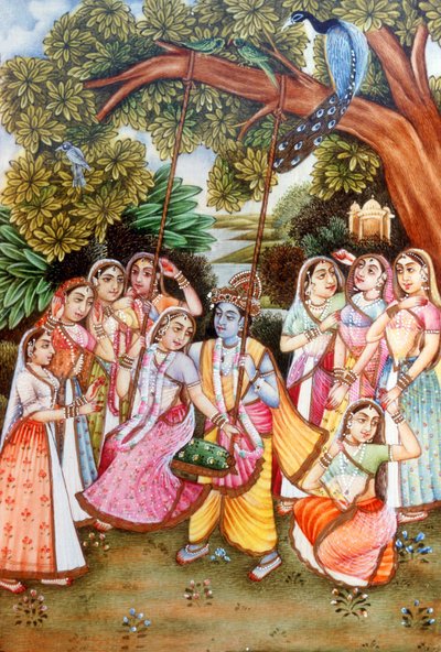 Pinturas en miniatura de Radha Krishna de School Indian