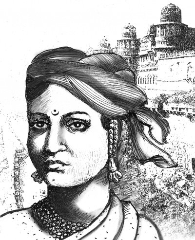 Rani Lakshmibai (litografía) de School Indian
