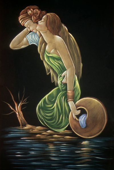 Sohni Mahiwal Pintura sobre terciopelo de School Indian