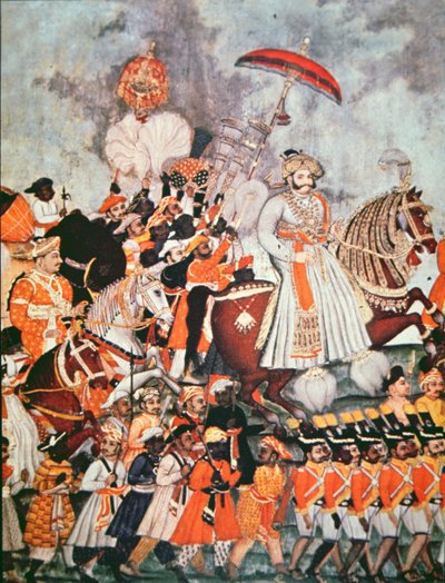 El Gran Akbar (litografía en color) de School Indian