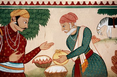 Pintura mural de regateo, Jaipur, Rajastán, India de School Indian