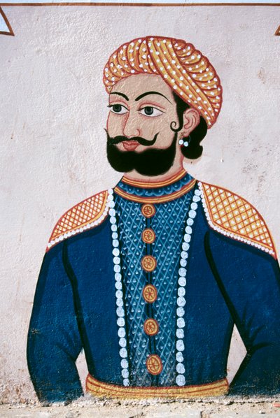Pintura mural de Rajput Noble, Jaipur, Rajastán, India de School Indian