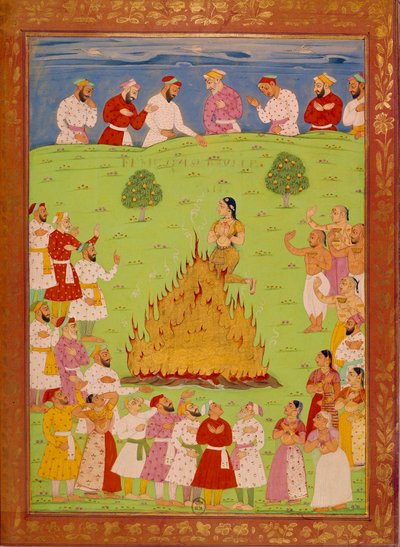 Mujer de radja jasingle sacrificándose en el corazón del shah alem. Miniaturas indias y persas en 
