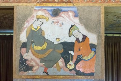 Fresco del palacio Chehel Sotoun, Isfahán, Irán de School Iranian