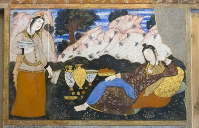 Fresco del palacio Chehel Sotoun, Isfahán, Irán de School Iranian