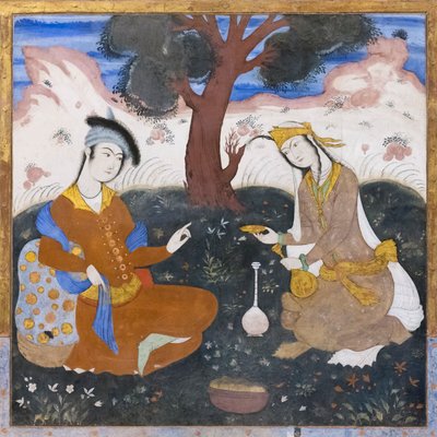 Fresco del palacio Chehel Sotoun, Isfahán, Irán de School Iranian