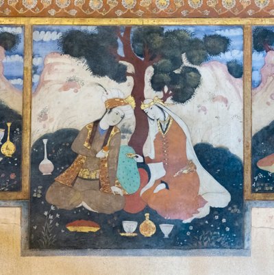 Fresco del palacio Chehel Sotoun, Isfahán, Irán de School Iranian