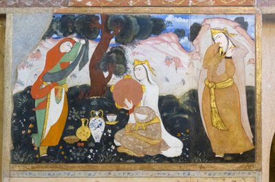 Fresco del palacio Chehel Sotoun, Isfahán, Irán de School Iranian
