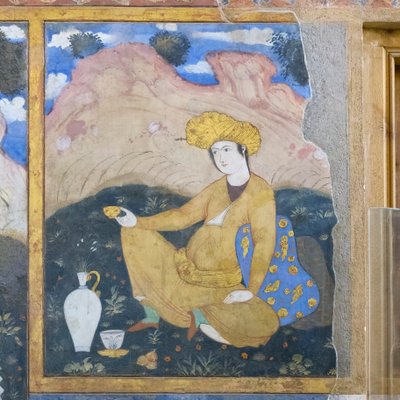 Fresco del palacio Chehel Sotoun, Isfahán, Irán de School Iranian