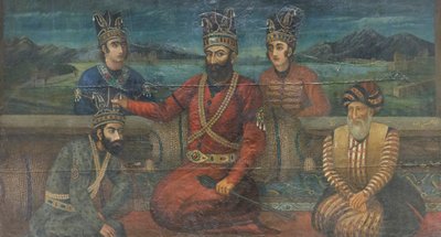 La coronación de Mohammad Shah Gurkani por Nader Shah, Abolhassan (óleo sobre lienzo) de School Iranian