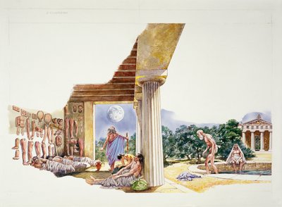 Atenas antigua - reconstrucción del Asklepieion de School Italian