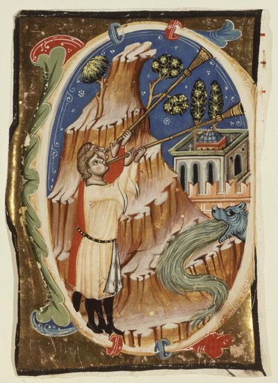 Escena apocalíptica, finales del siglo XIII-principios del XIV (temple y pan de oro sobre pergamino) de School Italian