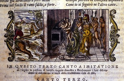 Bradamante se encuentra con la maga Melisse quien le dice que ella y Roger fundaron la dinastía Este. Escena del poema caballeresco “Orlando Furioso” de Ludovico Ariosto (Canto III) de School Italian