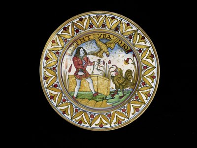 Plato con una escena de las fábulas de Esopo, probablemente Deruta, c.1490-1510 de School Italian