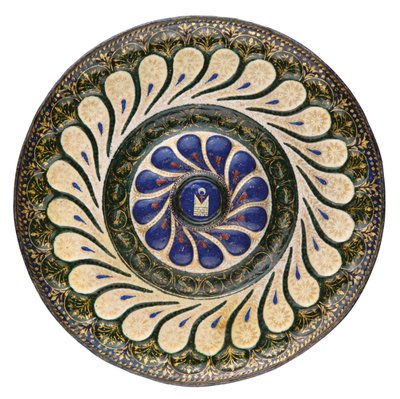 Plato circular policromado, veneciano, c.1500 de School Italian