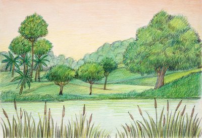 Prehistoria - Terciario - reconstrucción del entorno natural de School Italian