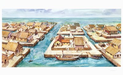 Reconstrucción del puerto de Espina de School Italian