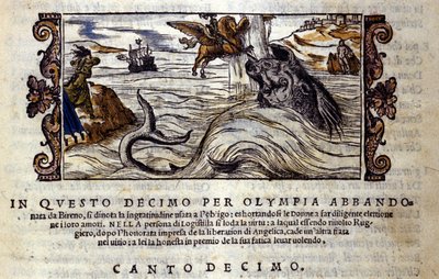 Escena del poema caballeresco “Orlando Furioso” (El Furioso Orlando) de Ludovico Ariosto (1474-1533) de School Italian