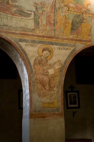 San Marcos escribiendo el evangelio (fresco) de School Italian
