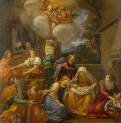 El nacimiento de Juan el Bautista (óleo sobre cobre) de School Italian