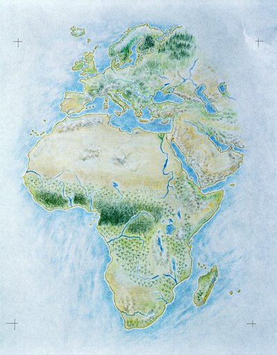 Mapa sin marcar de África y Europa de School Italian