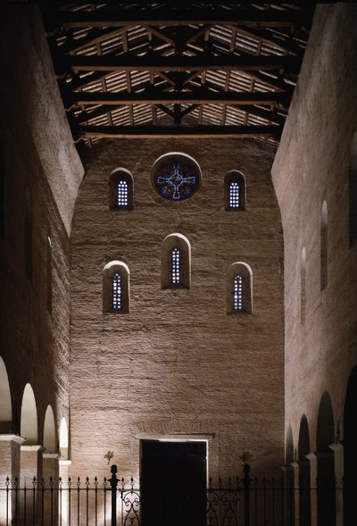 Vista de la contrafachada de la iglesia de San Vicente y San Anastasio, Abadía de las Tres Fuentes de School Italian