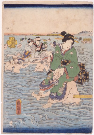 Carried Across River (xilografía en color) de School Japanese