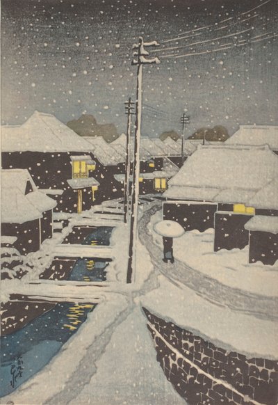 Nieve vespertina (xilografía) de School Japanese