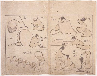 Figura de Hokusai (xilografía en color) de School Japanese