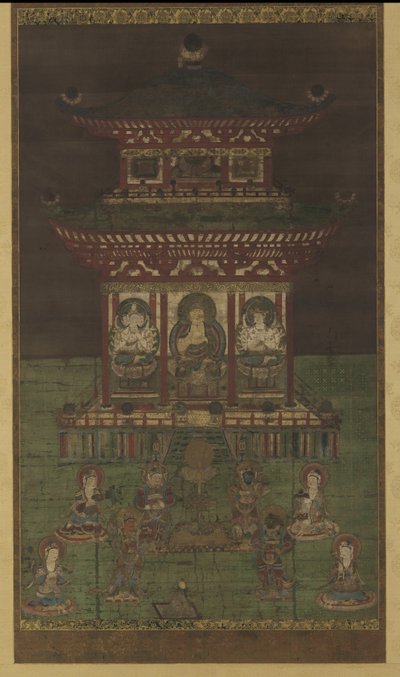 Horokaku Mandara: El Buda y divinidades asistentes, Periodo Heian de Japanese School