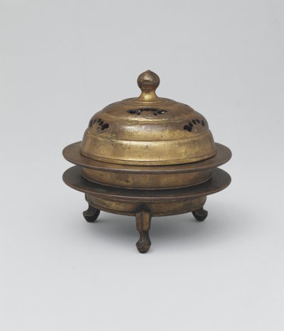 Quemador de incienso (oro rociado sobre laca negra con tapa de plata) de Japanese School